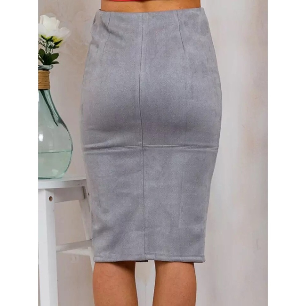 NEW! Gray Suede Skirt - Picture 2 of 5